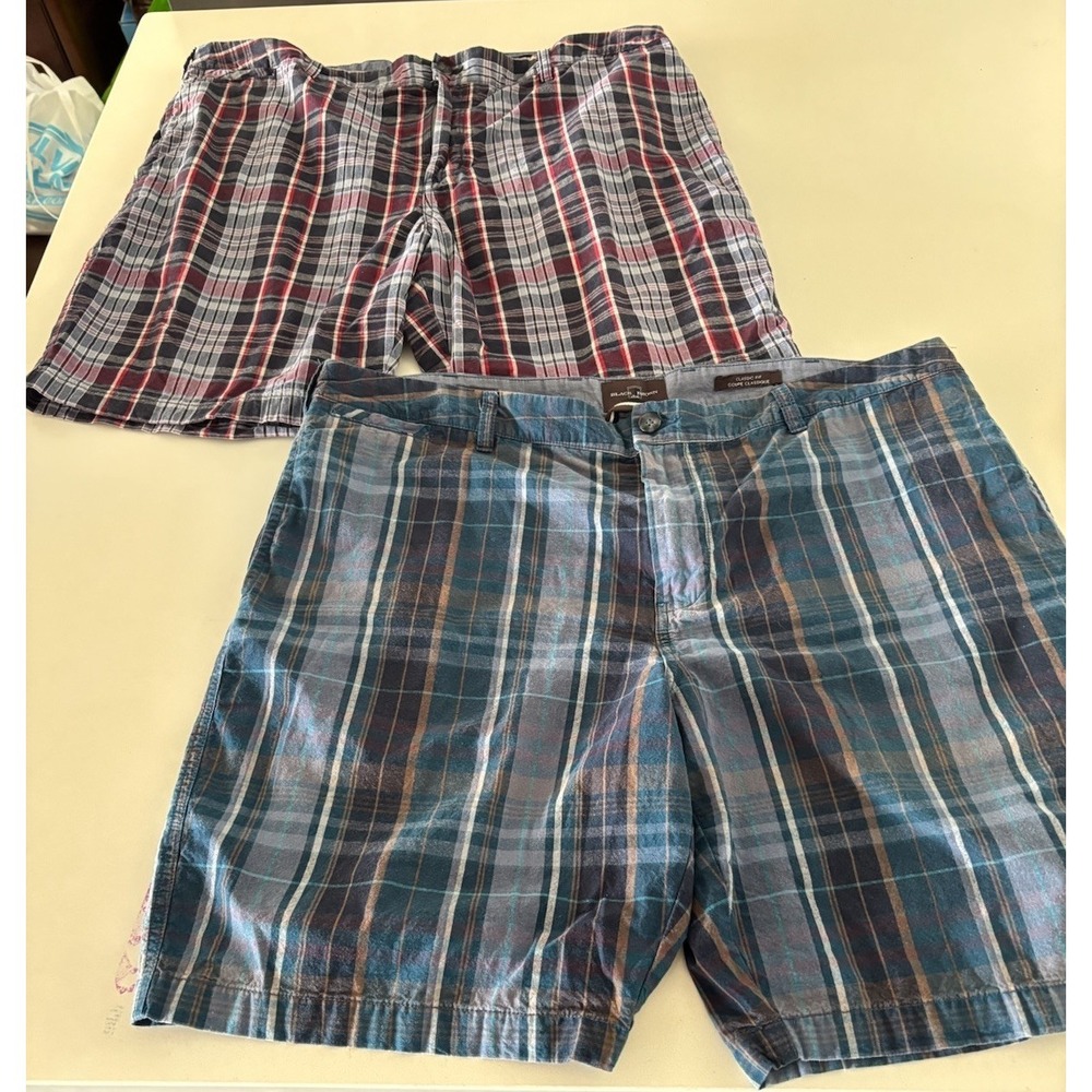Black Brown 1826 Plaid Chino Shorts Classic Fit Men's Size 42 Bundle Of 2